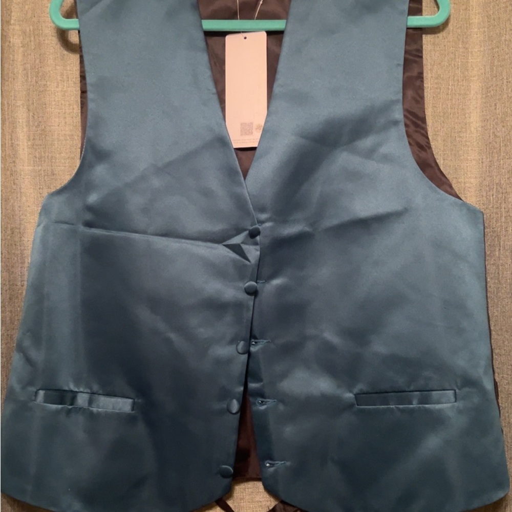 Azazie Teal Satin Vest